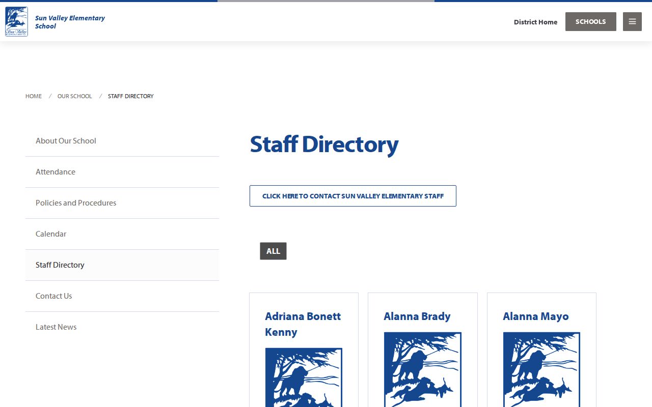 Sun Valley people directories school staff roster
