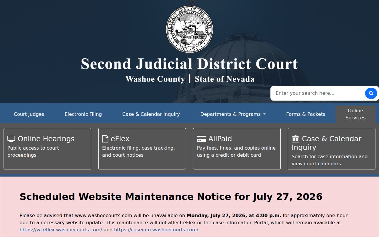 Sun Valley court records entry at the Washoe district court